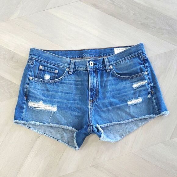 RAG & BONE Midrise Distressed Denim Shorts 30 - Picture 1 of 5
